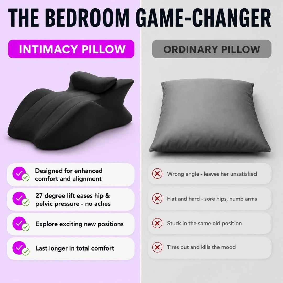 Intimacy Pillow for Couples — 27° Memory Foam, Removable Headrest
