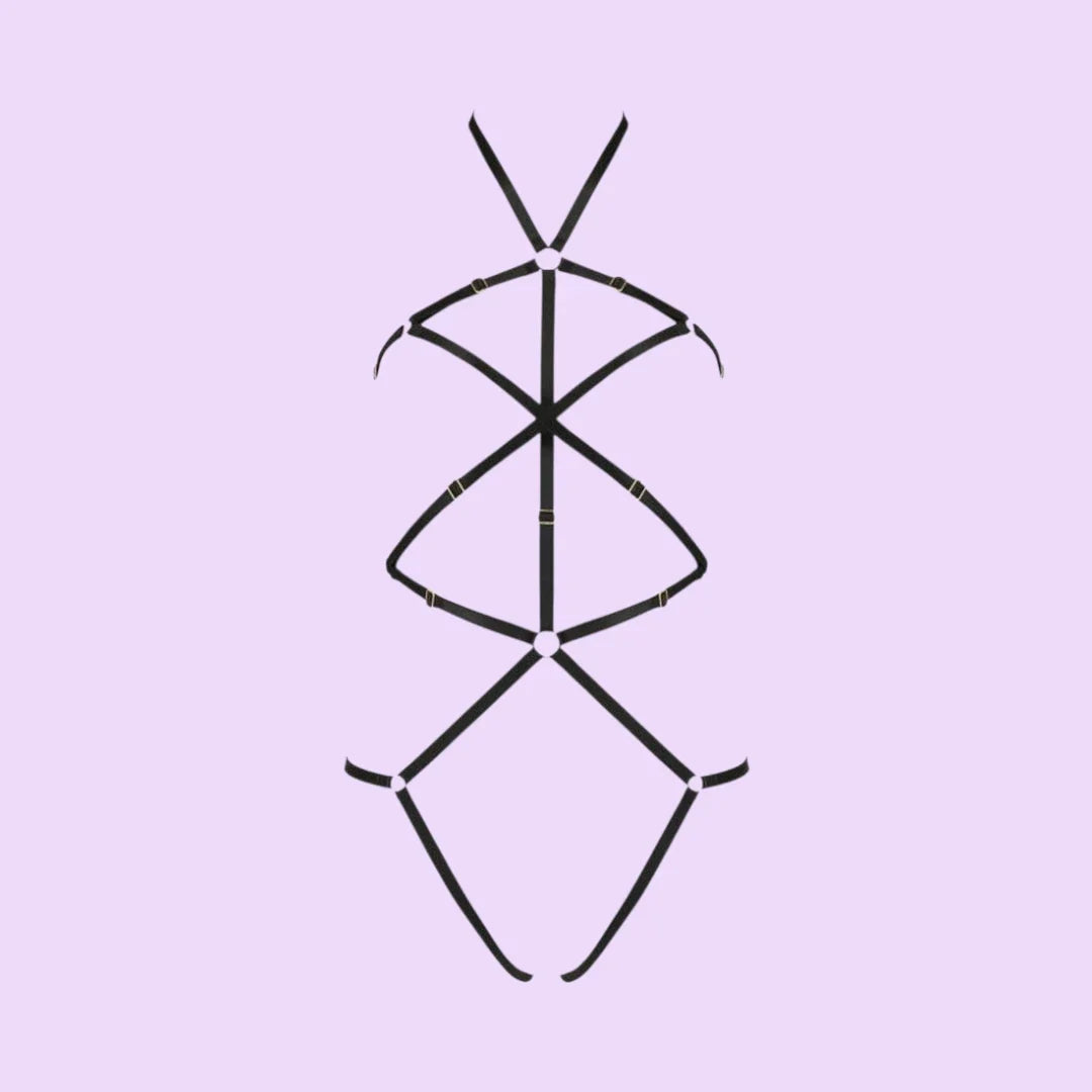 Passion Exclusive Ivena Strap Harness Bodysuit — Black