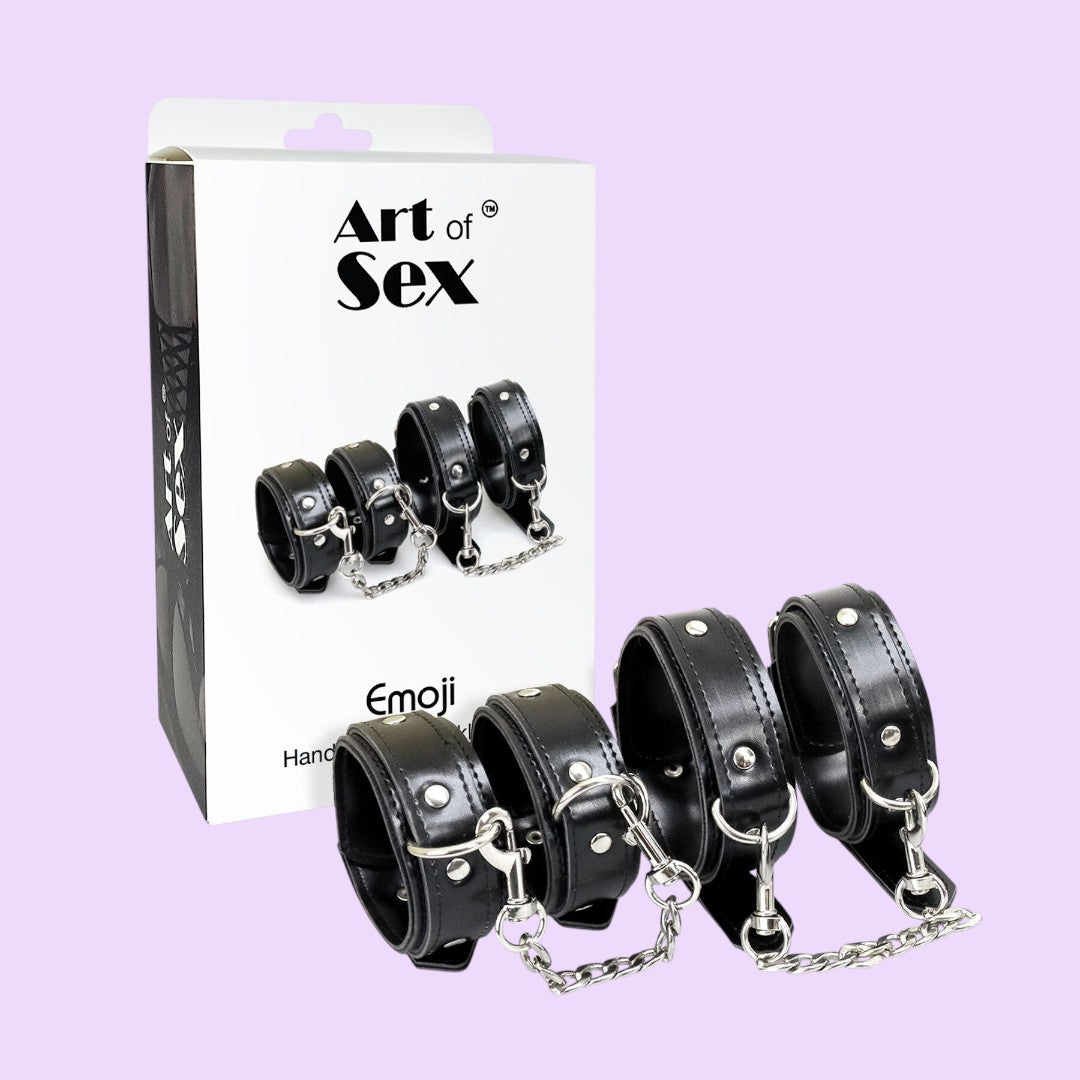Art of Sex Emoji BDSM Set — Cuffs & Ankle Cuffs, Black