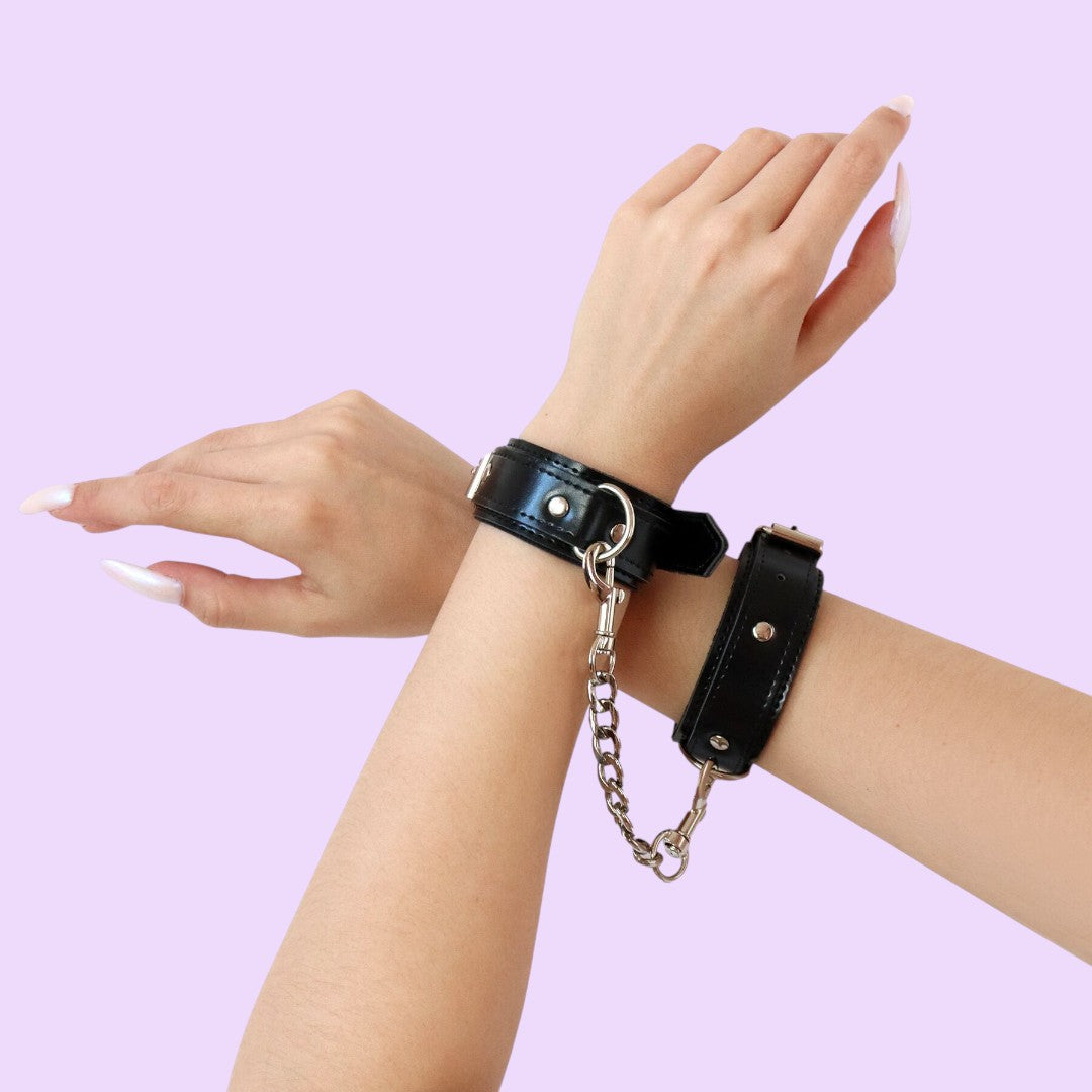 Art of Sex Emoji BDSM Set — Cuffs & Ankle Cuffs, Black