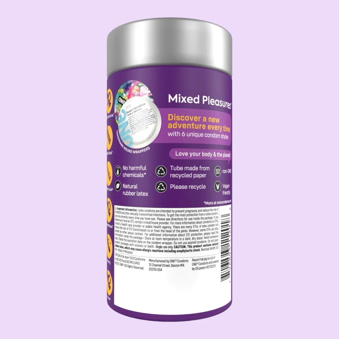 ONE Mixed Pleasures Condoms, 12 Pack — 6 Varieties