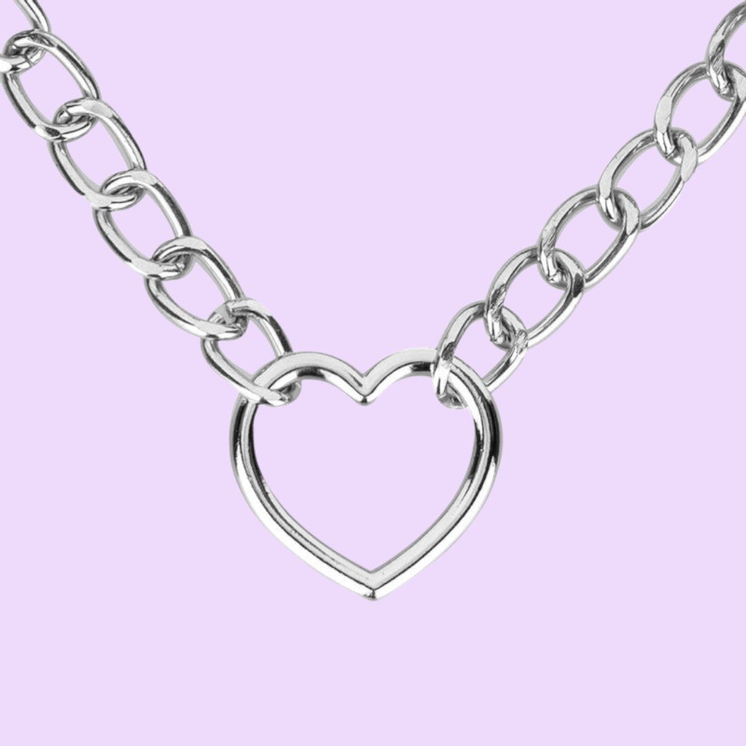 Bedroom Fantasies Collar with Chain Lead — Silver