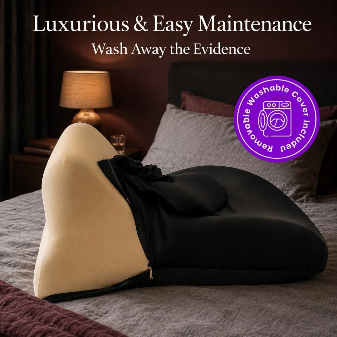 Intimacy Pillow for Couples — 27° Memory Foam, Removable Headrest