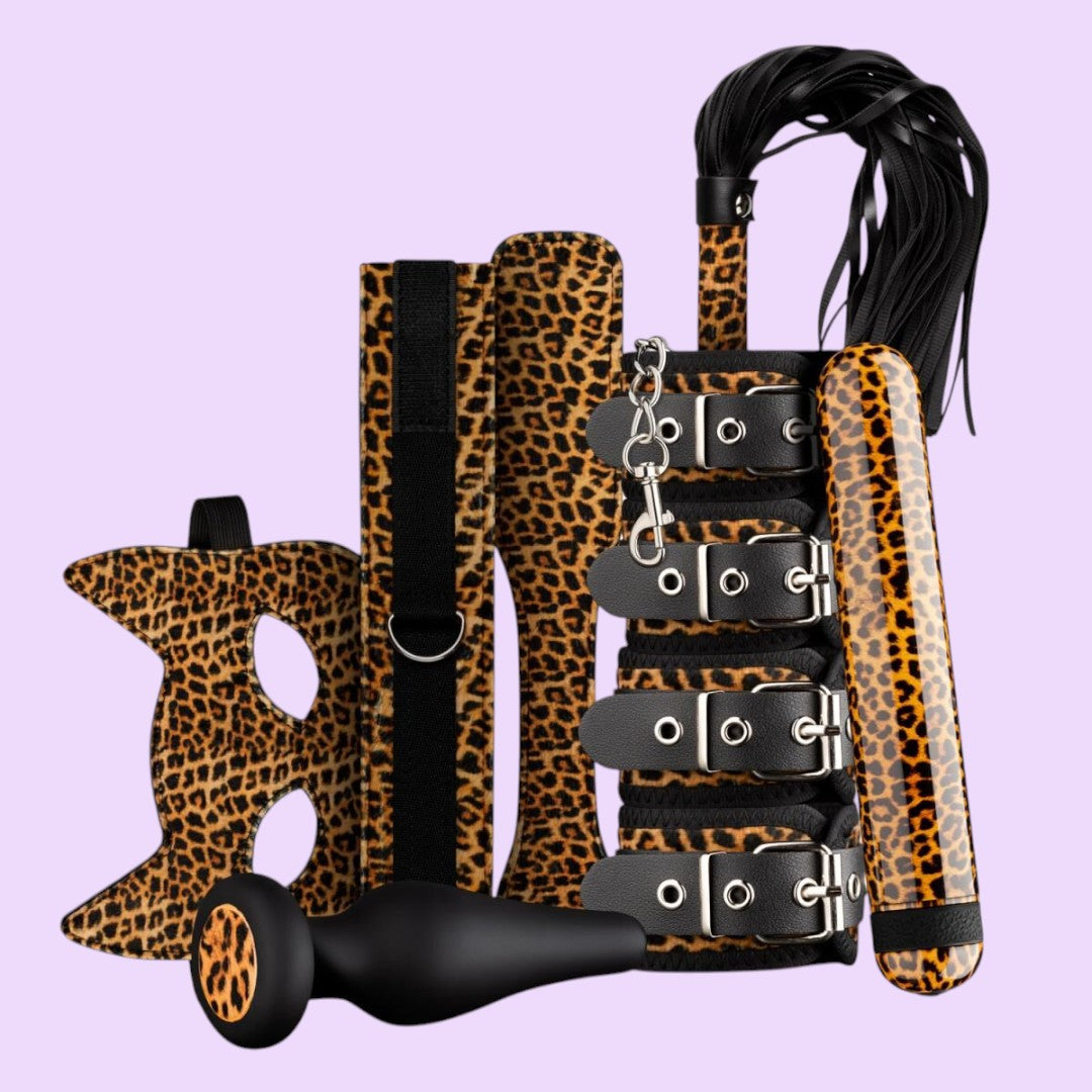Panthra Gato 8-Piece BDSM Set — Leopard
