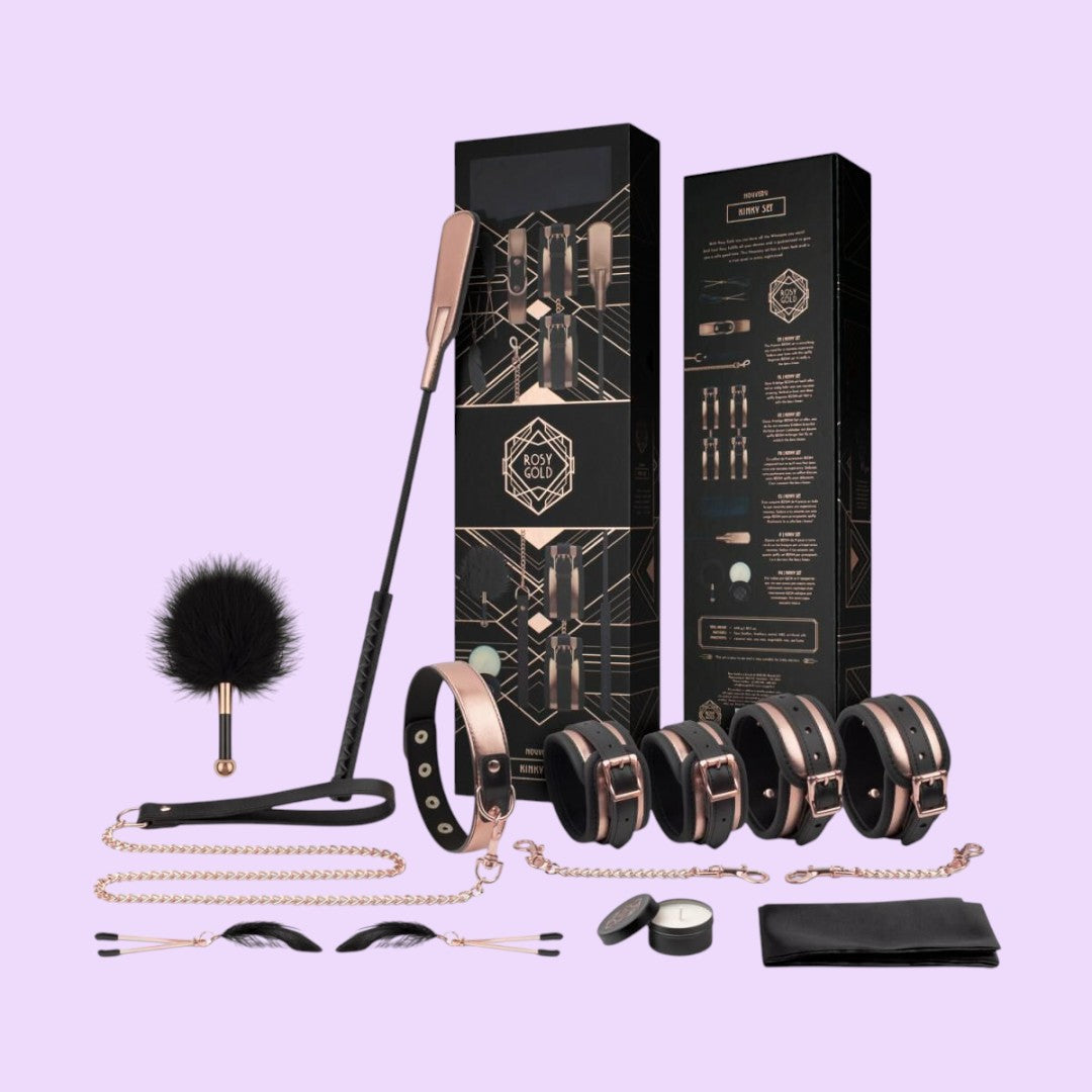 Rosy Gold Nouveau 9-Piece BDSM Set — Black & Rose Gold