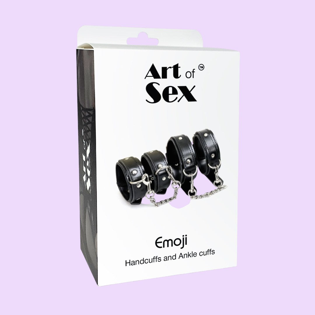 Art of Sex Emoji BDSM Set — Cuffs & Ankle Cuffs, Black