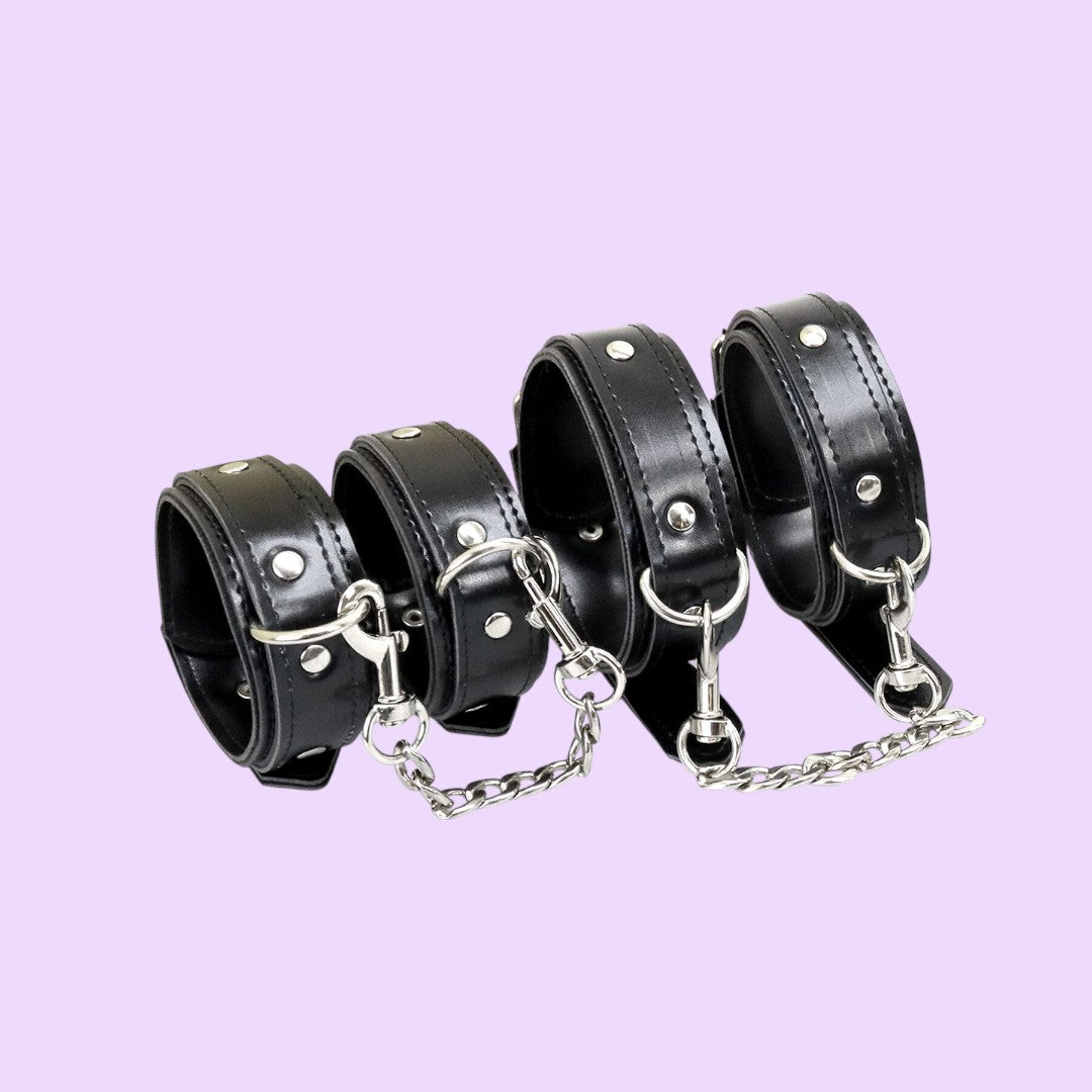 Art of Sex Emoji BDSM Set — Cuffs & Ankle Cuffs, Black