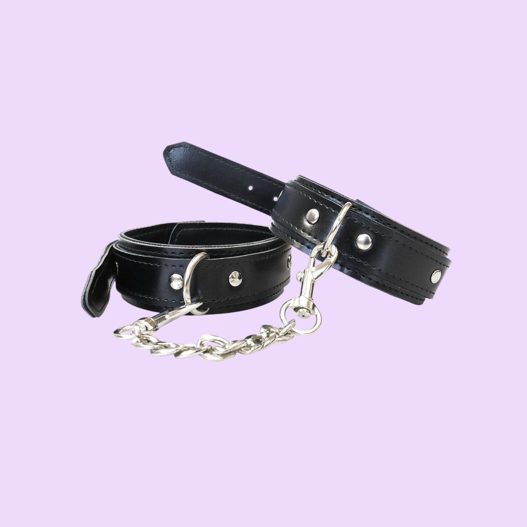 Art of Sex Emoji BDSM Set — Cuffs & Ankle Cuffs, Black