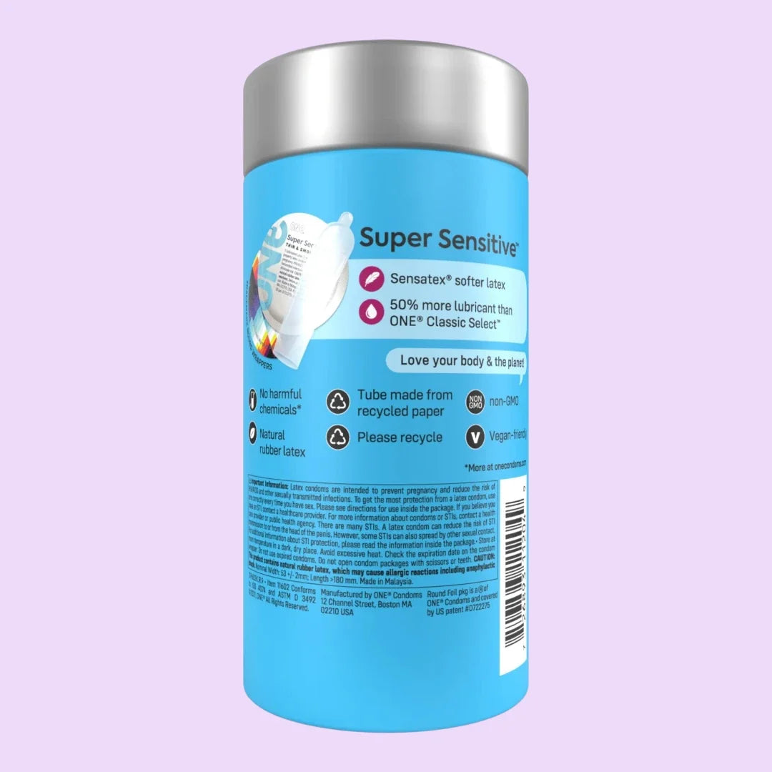 ONE Super Sensitive Condoms, 12 Pack — Smooth with Extra Lube