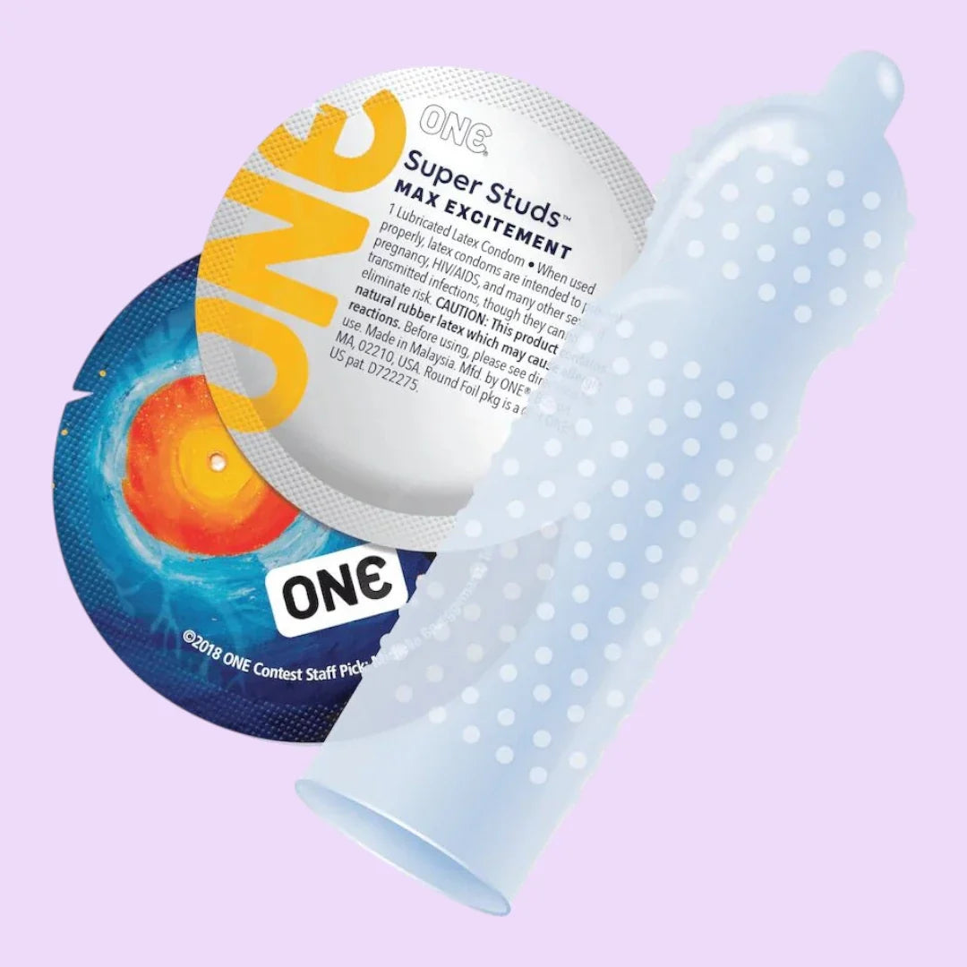 ONE Super Studs Condoms, 12 Pack — Studded Texture