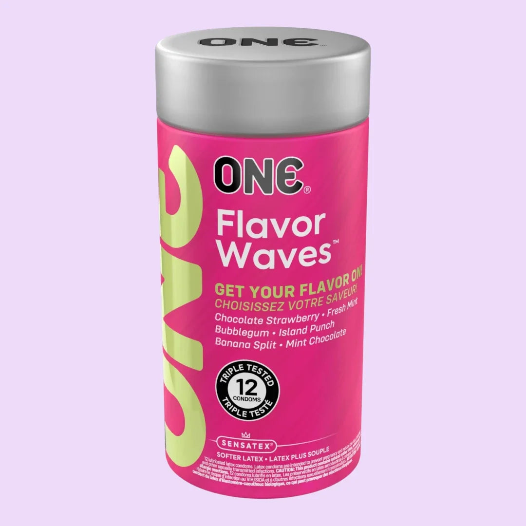 ONE FlavorWaves Flavoured Condoms, 12 Pack — 6 Flavours, 6 Colours