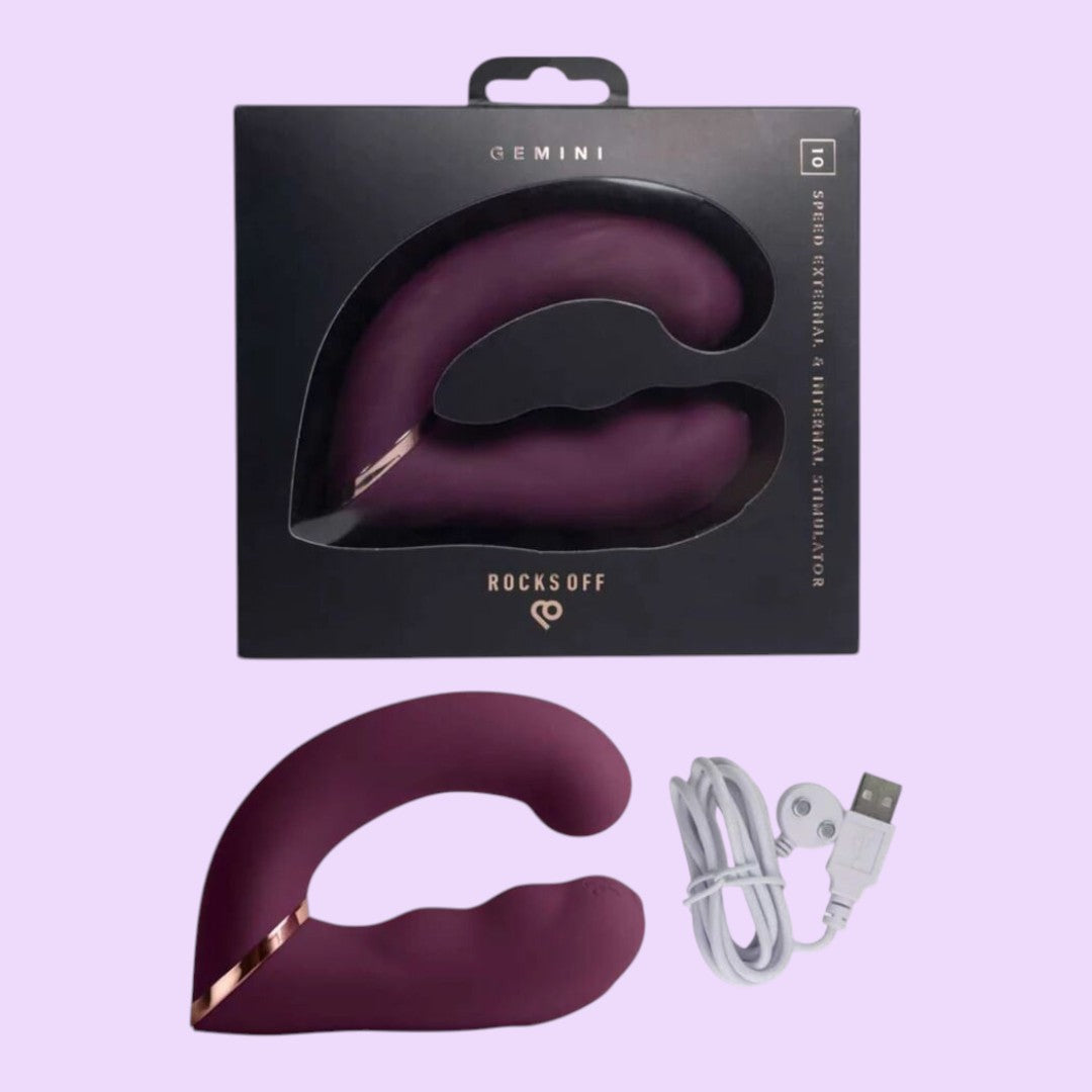 Rocks Off Gemini Dual Vibrator — Burgundy
